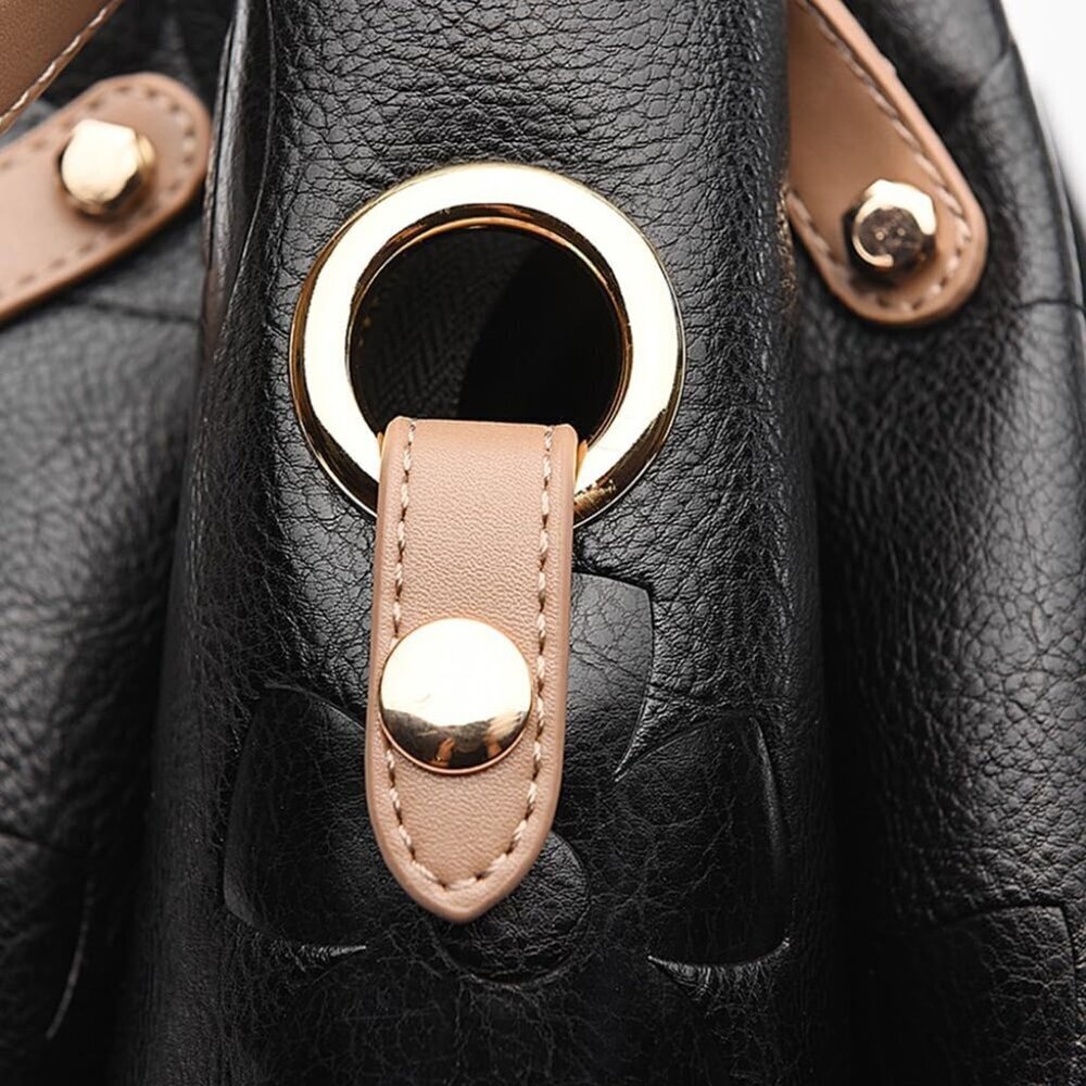 Women’s Faux Leather Bucket Bag Floral Embossed Tote Multiple Ways - Picture 4 of 9